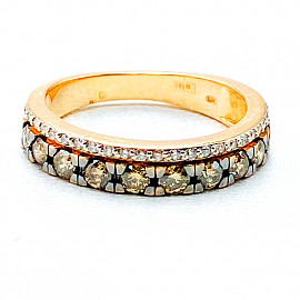 Каблучка з золота у червоному кольорі з жовтими та білими діамантами 01-200789826