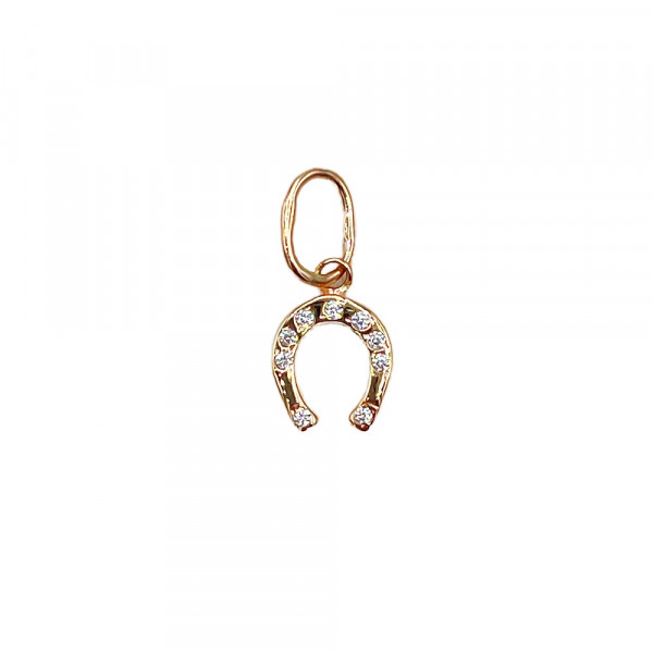 Золотий кулон у червоному кольорі з цирконом «Підкова»