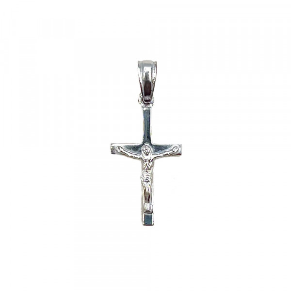 Крестик из золота в белом цвете