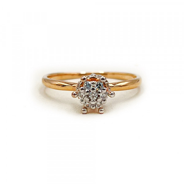 Золота каблучка червоного з білим кольору з цирконом