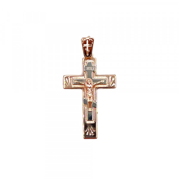 Хрестик з золота у червоному з білим кольорі