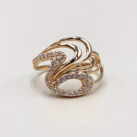 Золотое кольцо в красном цвете с цирконом 01-19296927