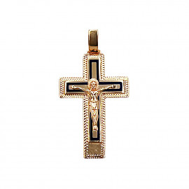 Крестик из красного золота с эмалью 01-200761027