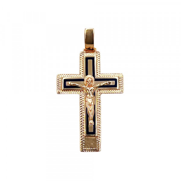 Хрестик з червоного золота з емаллю