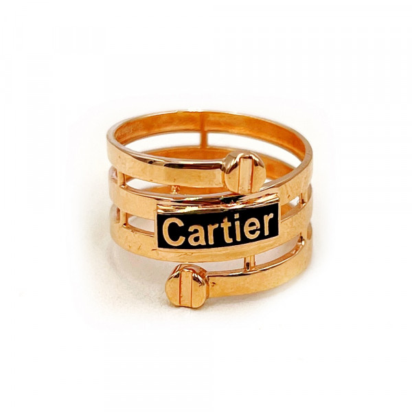 Золота каблучка у червоному кольорі з емаллю