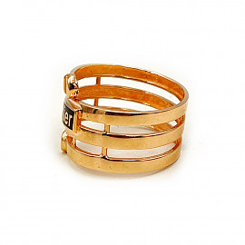 Золота каблучка у червоному кольорі з емаллю