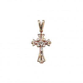 Хрестик з золота з цирконом 01-200806127