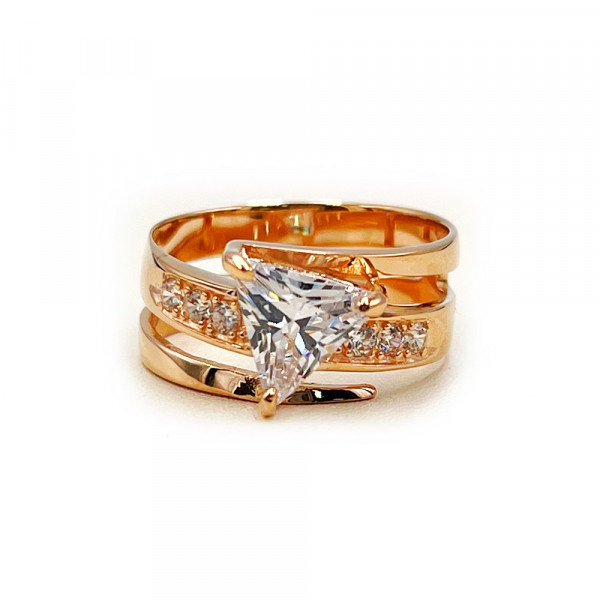 Кольцо из красного золота с цирконом