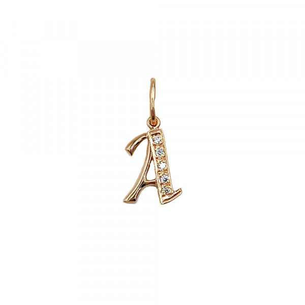 Кулон з червоного золота з цирконом «Літера А»