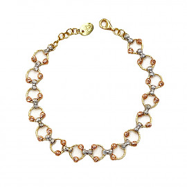 Браслет з золота у червоному з жовтим та білим кольорі 01-200916127