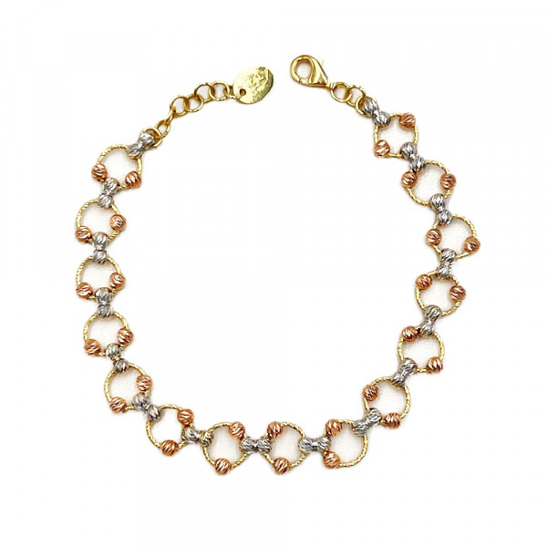 Браслет из золота в красном с желтым и белым цвете