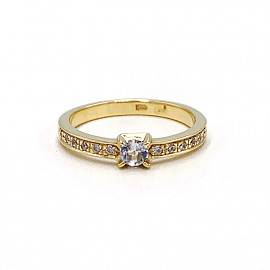 Золотое кольцо желтого цвета с цирконом 01-18000528