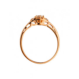 Золота каблучка у червоному кольорі з цирконом