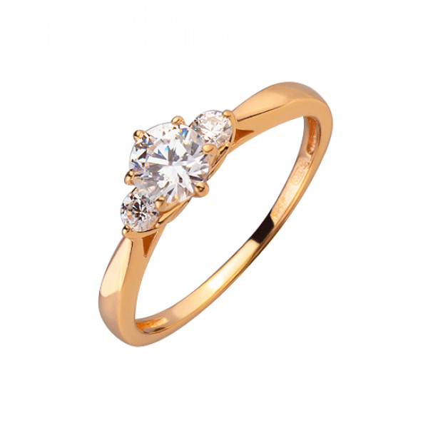 Кольцо из красного золота с цирконом