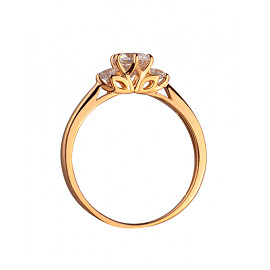 Кольцо из красного золота с цирконом