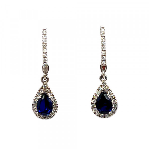 Золотые серьги белого цвета с цирконом