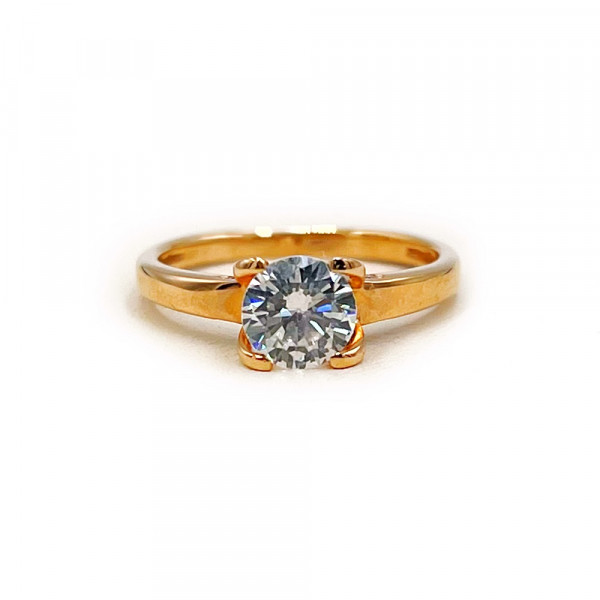 Каблучка з золота червоного кольору з цирконом