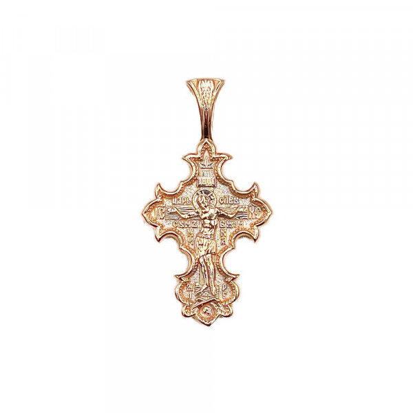 Золотой крестик в красном цвете