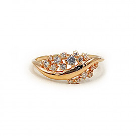 Золота каблучка червоного кольору з цирконом 01-200782228