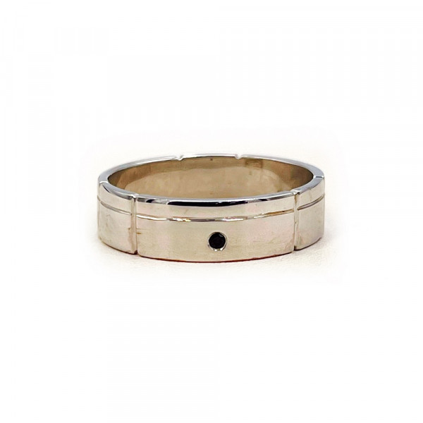 Обручка з золота білого кольору з цирконом