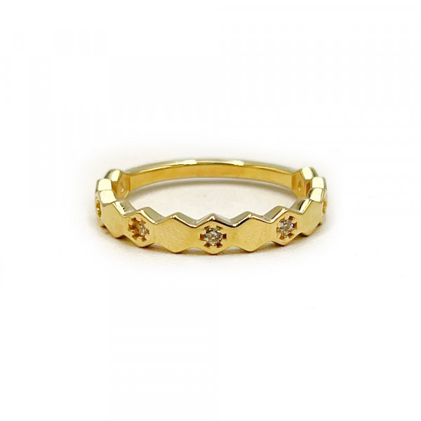 Золота каблучка жовтого кольору з цирконом