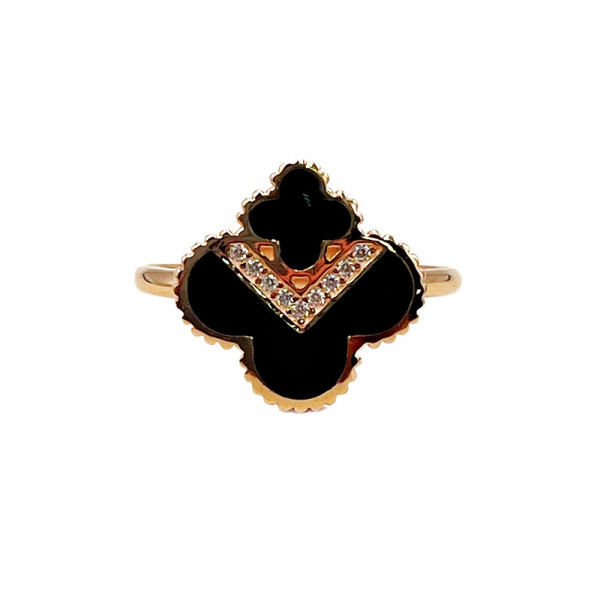 Кольцо из золота с эмалью и цирконом