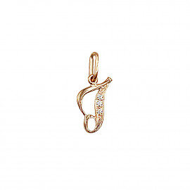 Кулон з золота у червоному кольорі з цирконом «Літера І» 01-200841528