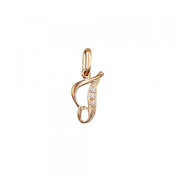 Кулон з золота у червоному кольорі з цирконом «Літера І»