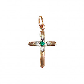 Золотий хрестик з жовтими діамантами 01-200844428