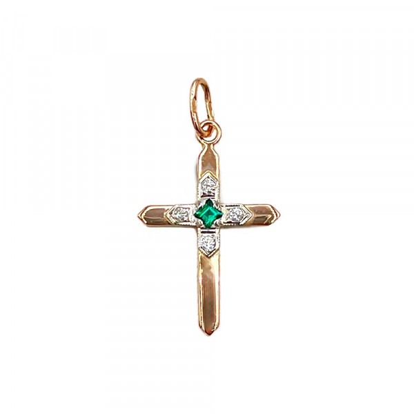 Золотий хрестик з жовтими діамантами