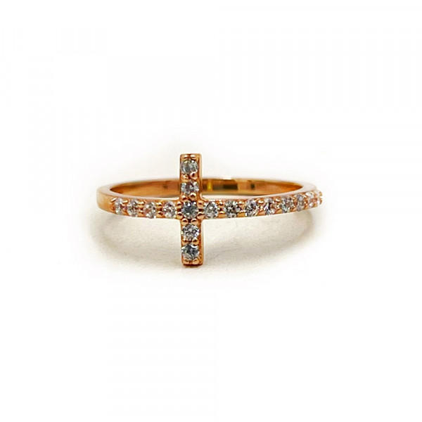 Золота каблучка червоного кольору з цирконом