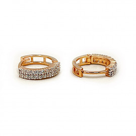 Сережки з золота у червоному з білим кольорі з цирконом 01-200856928