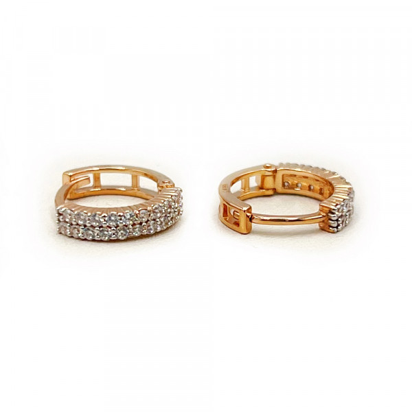 Сережки з золота у червоному з білим кольорі з цирконом