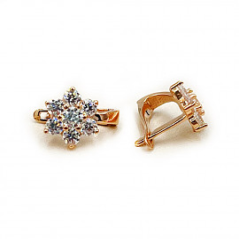 Золоті сережки у червоному кольорі з цирконом 01-200863028