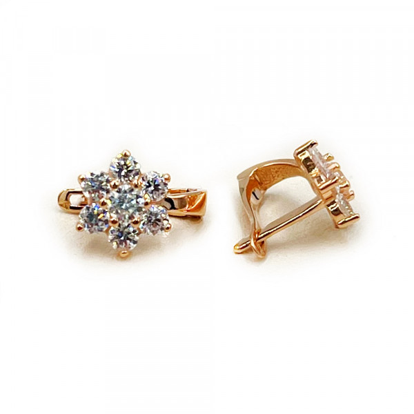 Золоті сережки у червоному кольорі з цирконом