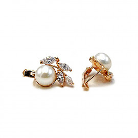 Серьги из золота в красном цвете с жемчугом и цирконом 01-200978728