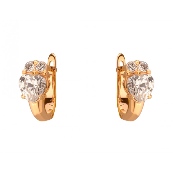 Серьги из золота в красном цвете с цирконом