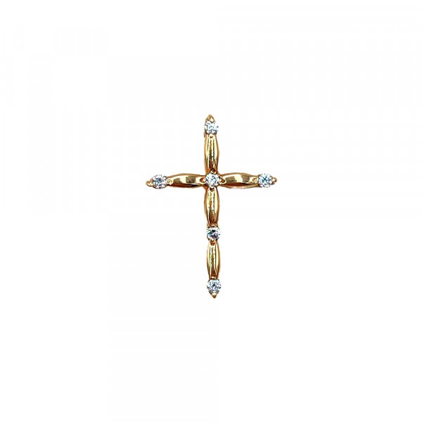 Крестик из золота красного цвета с цирконом
