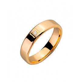 Обручка з червоного золота з білим діамантом 01-200164529