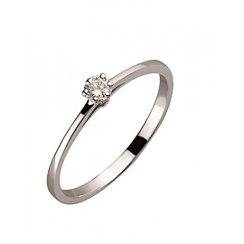Кольцо из золота в белом цвете с белым бриллиантом 01-200336429