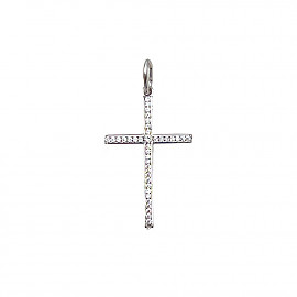 Золотой крестик белого цвета с цирконом 01-200748229