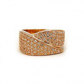 Перстень из золота красного цвета с цирконом 01-200761029