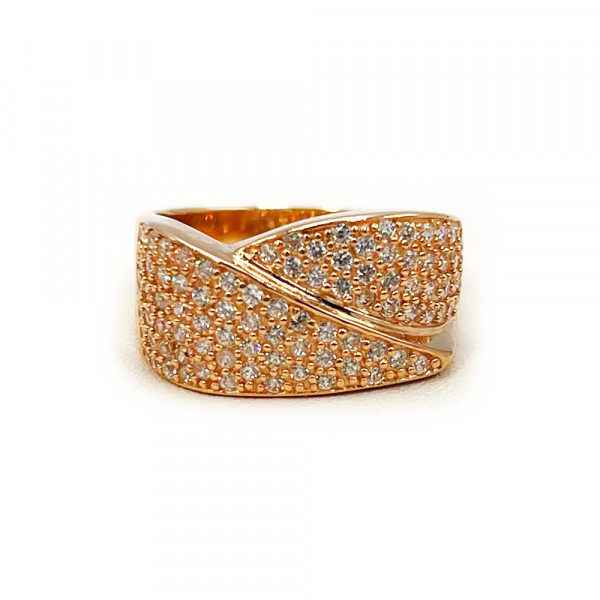 Перстень из золота красного цвета с цирконом