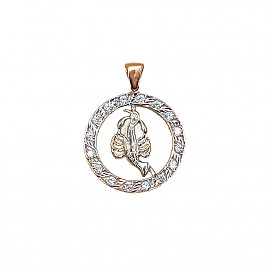 Золотий кулон у червоному кольорі з цирконом 01-200794029