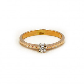 Кольцо из золота в красном с белым цвете с белым бриллиантом 01-200806129