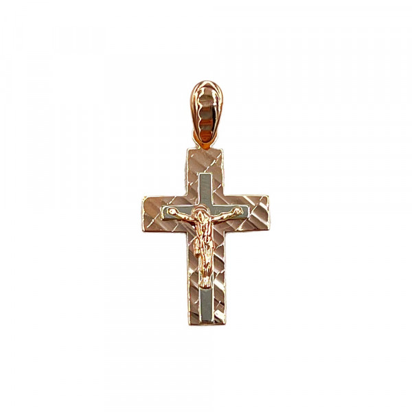 Хрестик з золота червоного з білим кольору