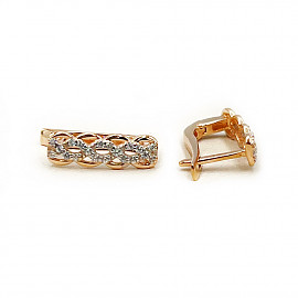 Серьги из золота красного с белым цвета с цирконом 01-200880029