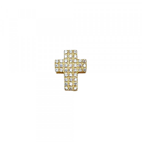 Хрестик з золота у жовтому кольорі з цирконом