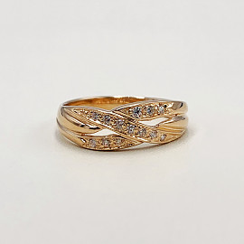 Золотое кольцо в красном цвете с цирконом 01-200006830