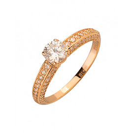 Каблучка з червоного золота з цирконом 01-200137530